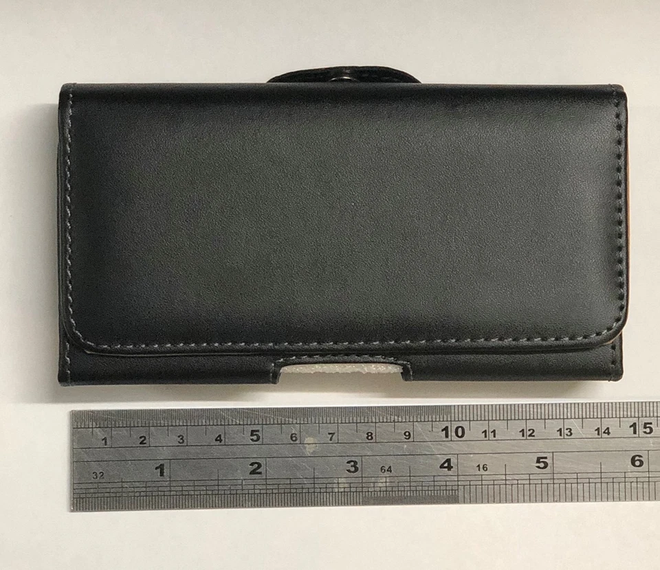 Sony Xperia M2 (D2305) Universal Side-Carry Leather Pouch & Belt Clip/Loop Black - Image 1 of 2