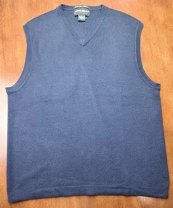 Suéter tejido chaleco cuello en V suéter mediano algodón Pima Eddie Bauer para hombre azul marino - Imagen 1 de 7