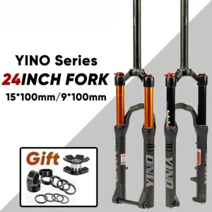 24" Kids Bike Air Suspension Fork Travel 120mm Disc Brake Thru Axle QR AM Fork - Picture 1 of 17