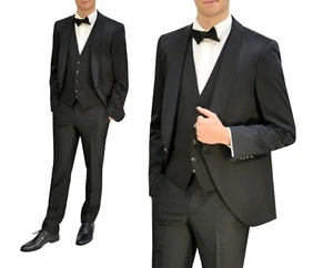 Smoking Herrenanzug Hochzeit 4 teilig Muga Gr.56 Schwarz - Bild 1 von 7