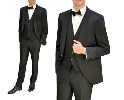 Smoking Herrenanzug Hochzeit 4 teilig Muga Gr.56 Schwarz - Bild 1 von 4