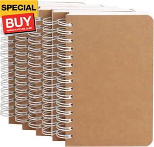 Spiral Notebook, 5 Pack Aesthetic Notebooks Spiral Journal Notepad Kraft Cover L - Picture 1 of 7