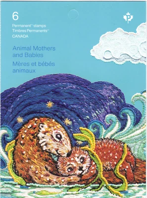 Canadá SC# BK 811 2023 - Madres y bebés animales - Castores - Folleto de 6-M-NH Foto 1 de 3