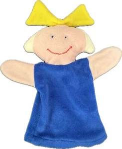 Vintage Ikea Mädchen Handpuppe weiches blaues Kleid gelbe Schleife selten - Bild 1 von 8