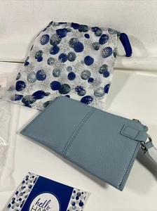 New! Thirty-One Gifts Hello Happy Bag - Wristlet Bag w/Compact in Blue - Picture 1 of 12