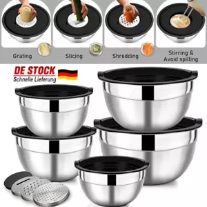 Küchenschüssel mit Deckel Salatschüssel 5er set Edelstahl Schüssel Rührschüssel - Bild 1 von 22