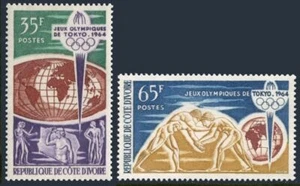 Ivory Coast 215-216, MNH. Mi 269-270. Olympics Tokyo-1964. Athletes, Wrestling. - Picture 1 of 1