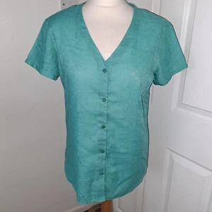 MARKS & SPENCER ST. MICHAEL jade green short sleeve blouse top, size 14 - Picture 1 of 4