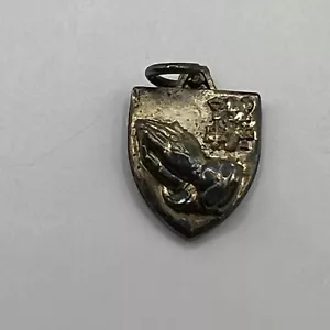 Ciondolo Charm Mani che Pregano Io Sono Legno di Fieno Presbiteriano Sterling - Foto 1 di 8