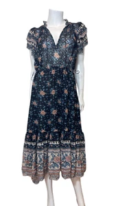 Abito midi Ulla Johnson Reese Georgette blu taglia 8 - Foto 1 di 11