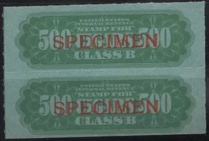 US Revenue Taxpaid Specimen Pair -- Springer # TC362DS -- 500 Class B Cigars - Picture 1 of 1