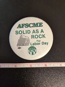 AFSCME Labor Union Solid as a Rock for Labor Day Vintage Pin Celebration Button - Picture 1 of 2
