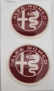 2x Remote Key Fob Badge Emblem Sticker Logo for Alfa Romeo Maroon 3d Domed 15mm - Picture 1 of 2