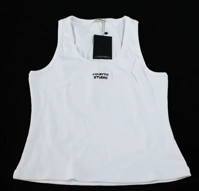 Camiseta sin mangas 4th & Reckless para mujer premium acanalada bordada JL3 blanca mediana nueva con etiquetas Foto 1 de 4