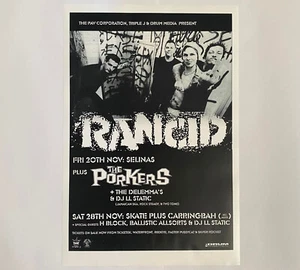 RANCID - PORKERS AUS TOUR poster 1998 REPRODUCTION ska punk - Foto 1 di 1