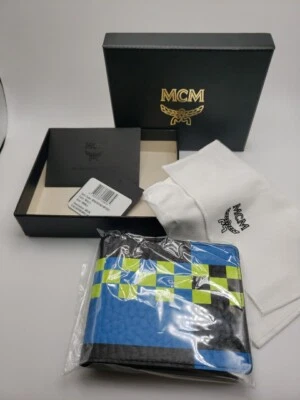 MCM Men's AREN Checkerboard Multi Colorblock Visetos Bifold Wallet New In Box - Image 1 of 4