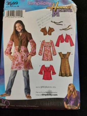 Simplicity 3589 Girl's Dress,Mini-Dress,Tunic,Top,Jacket and Scarf Sz 8-16 - Image 1 of 2