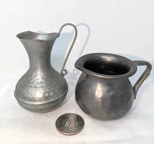 TWO Miniature Pewter CREAMER Pitcher JUG by Peltron Italy - Picture 1 of 23