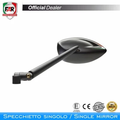 SPECCHIETTO FAR 7654 VIPER MACHETE CNC DESTRO OMOLOGATO MOTO TRICOLORE MANUBRIO - Immagine 1 di 4