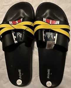 Kingdom Hearts Adult Men’s Black Slides Sandals Shoes XL 12 New - Picture 1 of 3
