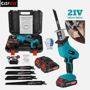 21V Reciprocating Saw Cordless Hand Saw Electric Wood Metal Cutter+2 batteries - Picture 1 of 12