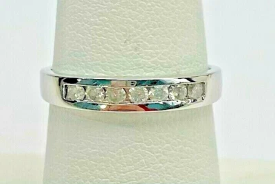 10K White Gold .25cttw Diamond Band Ring 2.2 Grams Size 6.75 Channel Set - Image 1 of 4