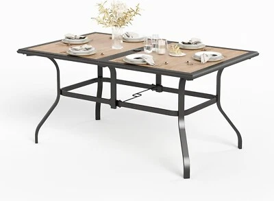 Mesa de comedor de patio de 60"" para 6 personas mesa de exterior con orificio para sombrilla rectangular Foto 1 de 4