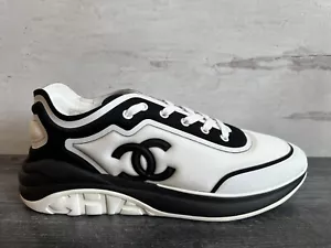 New Men’s Chanel Sneakers Size 45 US 12 - Black White Trainers Runners - Picture 1 of 10