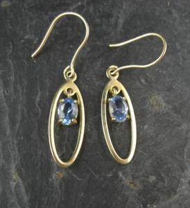 Ohrringe vergoldet oval mit wohl Amethyst 925 Sterling Silber - Picture 1 of 2