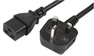 UK PLUG TO IEC C19 POWER LEAD, 16A, 3M BLACK, POWER CABLE FOR PRO ELEC - Picture 1 of 1