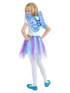 Child Girls Glitter Purple Butterfly Wings with Tutu Fairy Fancy Dress Kit - Picture 1 of 1
