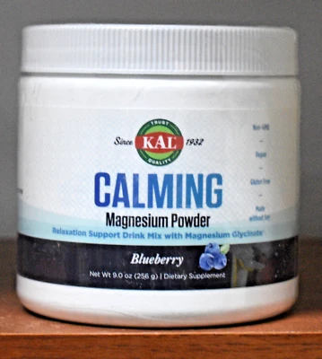 Polvo de magnesio calmante KAL sabor a arándano 9,0 oz (256 g) Foto 1 de 3