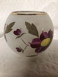ART GLASS HAND PAINTED FROSTED BOWL OR VASE - Picture 1 of 7