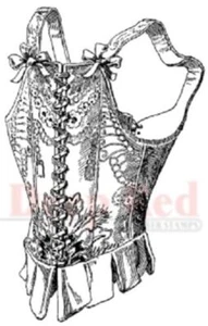 Deep Red Rubber Cling Stamp Victorian Corset Under Garment - Picture 1 of 1