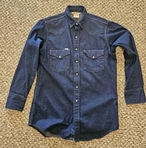 Vintage Carhartt SU008 Denim Western Pearl Snap Arbeitshemd Herren 16,5 x 35 Union Made - Bild 1 von 9