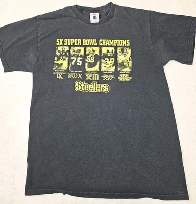 Vintage Pittsburgh Steelers Shirt Men's Large Black 5X Super Bowl Champions NFL - Image 1 of 4