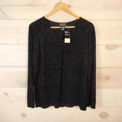 Nuevo con etiquetas Top Damasco Lane Bryant Terciopelo Burnout Talla 14/16 Elastizado Oscuro Romántico Bruja Foto 1 de 4