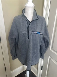 KAVU Herren Gr. L Pullover Sweater 1/2 Zip Logo Sweater Grau Made in USA Taschen - Bild 1 von 9
