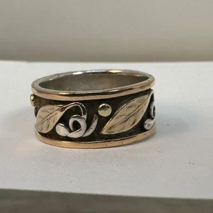 Peruzzi Boston Ring Vintage 1943 14K Sterling Silver RARE Sz 7 Leaf Vine Motif - Picture 1 of 20