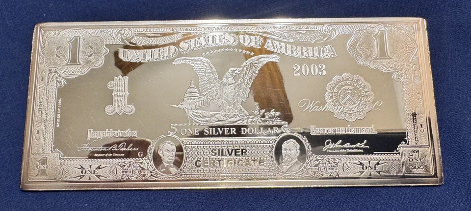 .999 Silver Certificate Dollar $1 Bar - Image 1 of 3