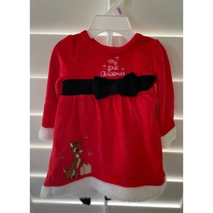 Rudolph Niñas Bebé Mi Primera Navidad Rojo 2 Piezas Vestido Medias Conjunto NUEVO 9 meses - Imagen 1 de 10