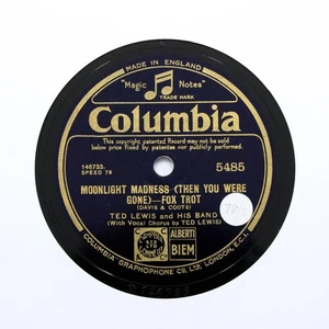 Jazz 78 - Ted Lewis Band "Moonlight Madness / Good Night" (E+) Columbia 5485 - Imagen 1 de 2