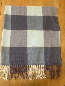 Throw  Lap Blanket Plaid Blue Purple Fringe. Super Soft Excellent Condition - Picture 1 of 3