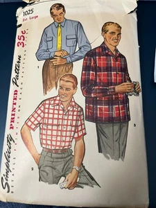 VTG Sewing Pattern simplicity #1025 MEN'S SET OF SHIRTS-SZ EX LG-17-17.5 NECK - Picture 1 of 2
