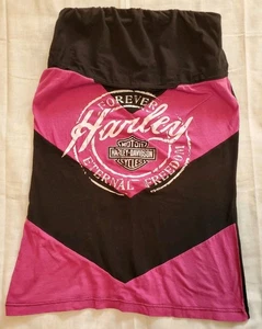 Harley Davidson Pink Black Tube Top Forever Harley Eternal Freedom Womens MED - Picture 1 of 5