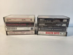 8 EMPTY Cassette Tape Cases Lot - CASES ONLY - AC/DC Ratt Halen Brastie Boys - Picture 1 of 7