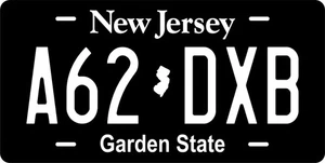 New Jersey Negro Blanco Jardín Matrículas Personalizadas Auto Bicicleta Motocicleta - Imagen 1 de 5