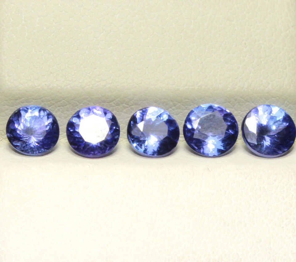 6 mm Round Natural 6 Carat Tanzanite AAA Coluor Faceted Loose Gemstone 5 Piece - Image 1 of 4