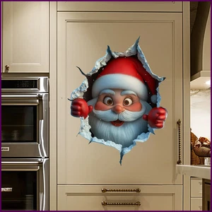 1 pieza Pegatinas de Pared Navidad Papá Noel PVC Impermeable Adhesivo Puerta Ventana Calcomanías de Pared - Imagen 1 de 24