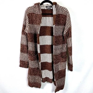 Anthropologie Oliver O Womens Sz Large Cardigan Hooded Brown Long Cozy Sweater L - Picture 1 of 5